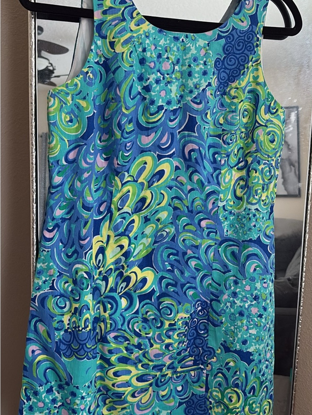 Lilly pulitzer Vibrant Blue Green Swirl Print Sleeveless Dress